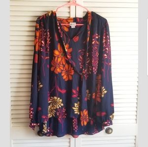 Stylus floral tie neck blouse